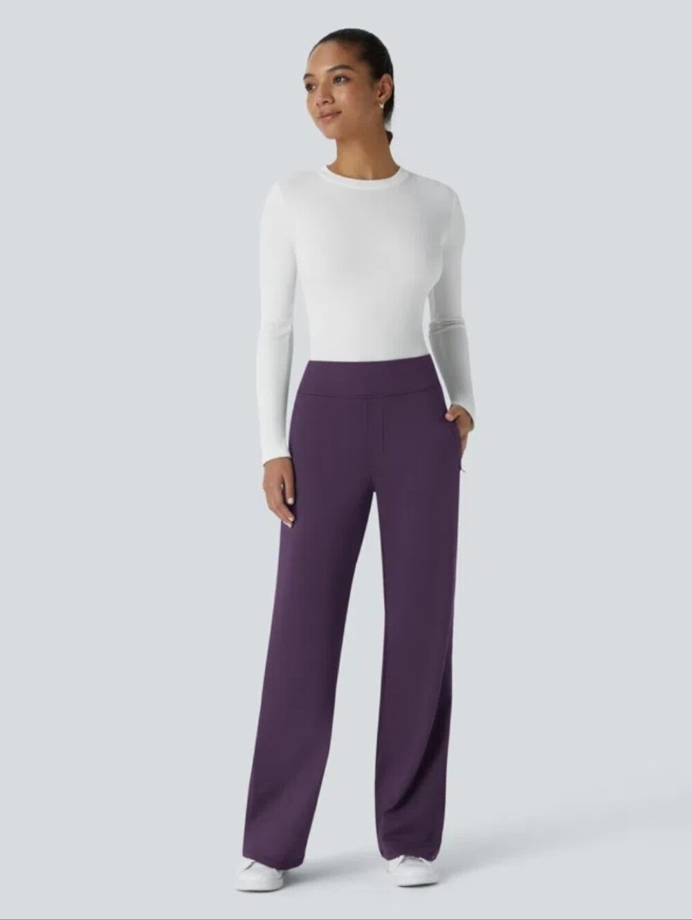 Halara Flex™ DayStretch Mid Rise Side Zipper Pocket Work Flare BlackberryCordial